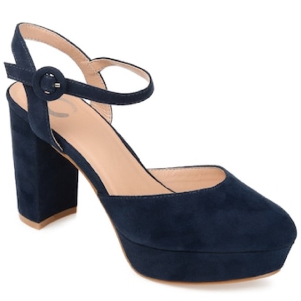 Journee Collection Roslynn Platform Pump - Navy Blue 9.5